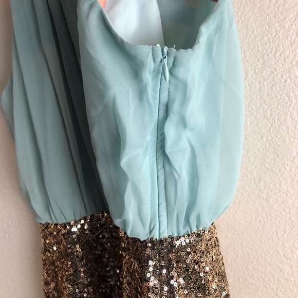 XTaren Teal & Gold Sequin Cocktail Dress L - Picture 3 of 8
